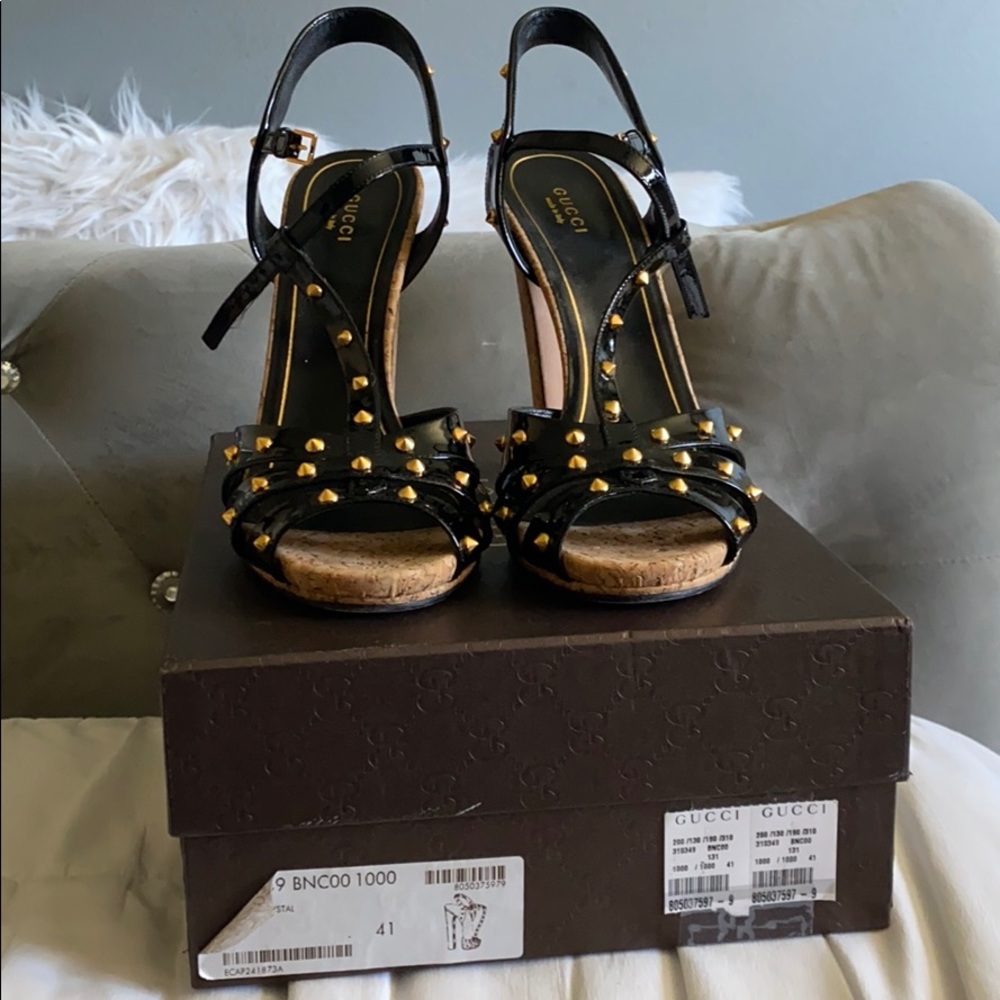 Gucci heels with Gold studs